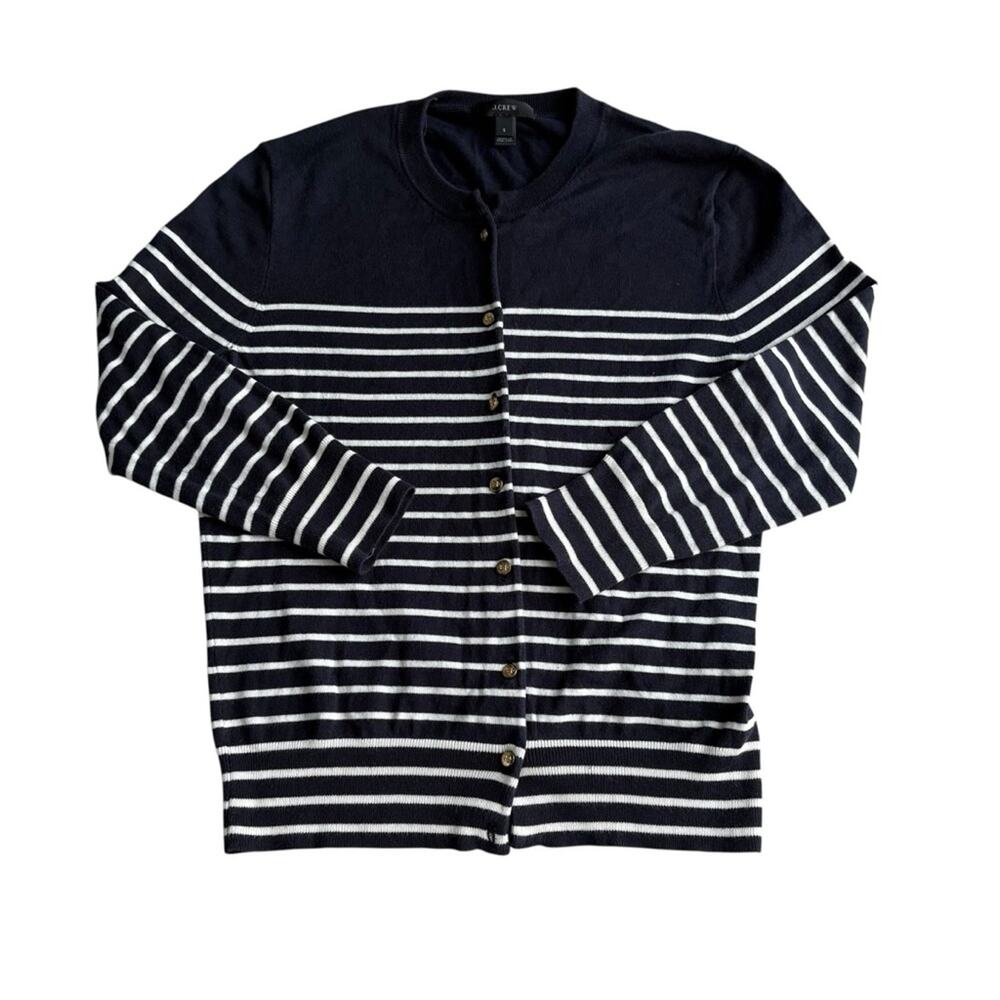 J. Crew Women's Black and White Striped Cardigan